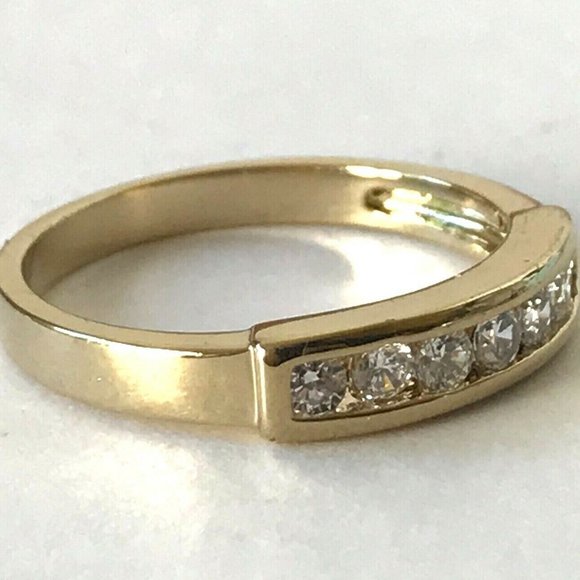 Gold Cubic Zirconia Eternity Anniversary Ring Size 12 VintageStyle Plated Unisex - Picture 2 of 9
